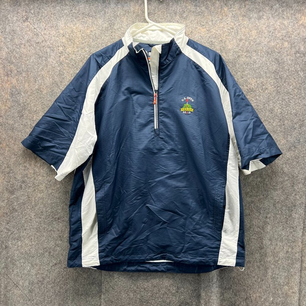 Sunice Sweater Men Large Blue Navy Windbreaker 1/4 Zip Sport X20 US Open Merion